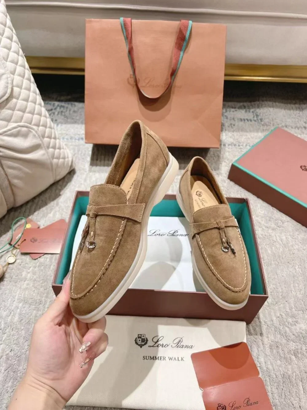 Summer Walk Taupe Suede Tassel Loafers